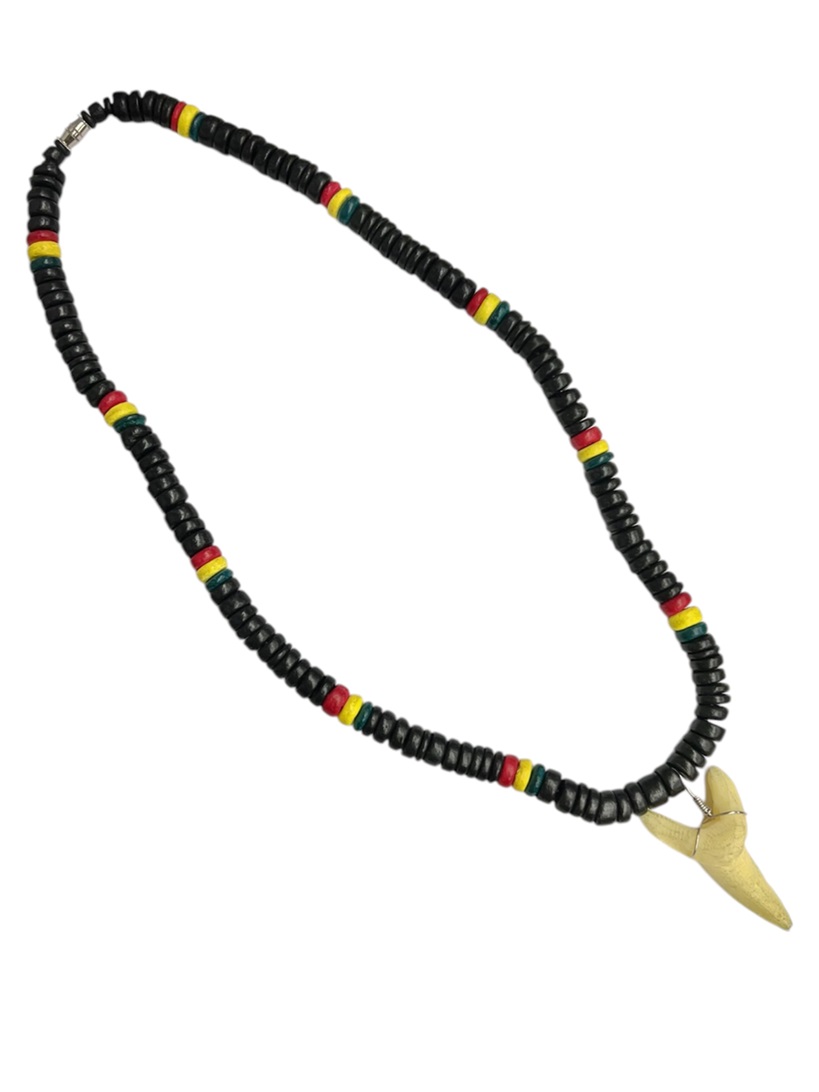 Black Rasta Coco With Resin Shark's Tooth NECKLACE