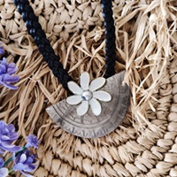 Mother Of Pearl Hieroglyph Carved NECKLACE