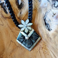 Mother Of Pearl Hieroglyph Carved NECKLACE