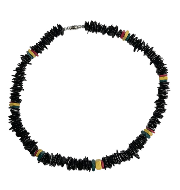 Black Rasta Rose Clam Shell NECKLACEs