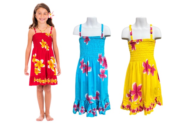 Plumeria Flower Pattern Children Dress. (XL Size)