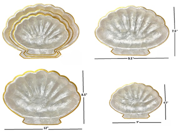 VINTAGE Clam Shell Shape Capiz Shell Tray Set