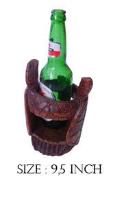 Hand Carved Wooden Turtle WINE HOLDER