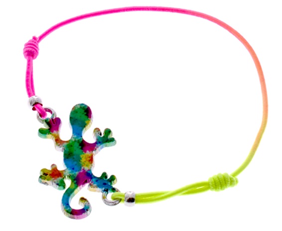 Gecko Pendant Neon Cord Bracelet