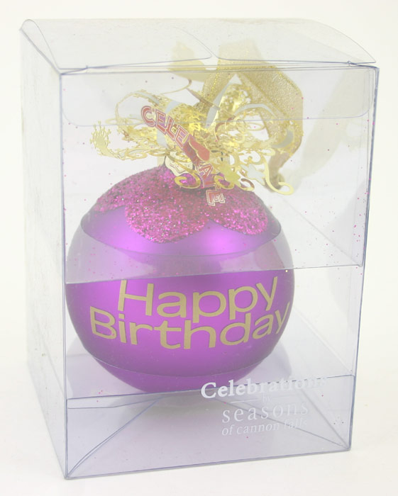 Happy Birthday Glass Ball Ornament