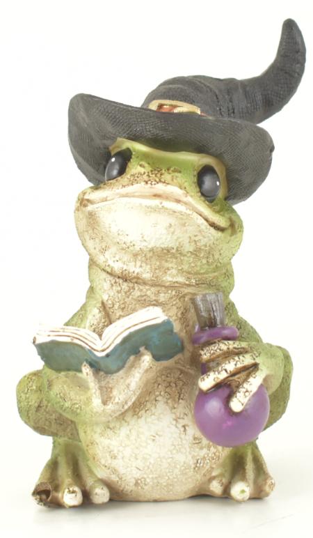 Touch of Nature Resin 6'' Frog with Witch HAT and Book