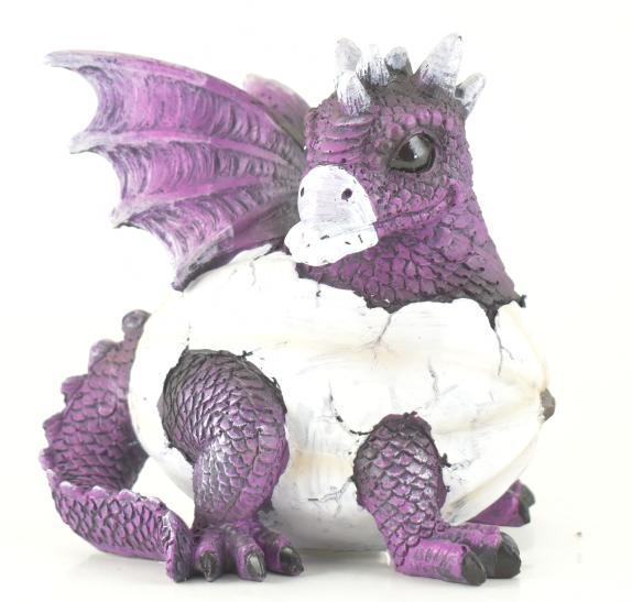 Touch of Nature Resin 5'' Purple DRAGON Hatching from Egg