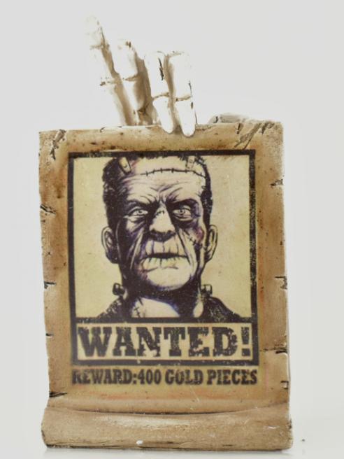 Touch of Nature Resin 9'' Skeleton Hand with Wanted SIGN