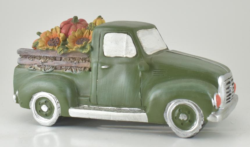 10'' Green Fall Truck with Sunflowers