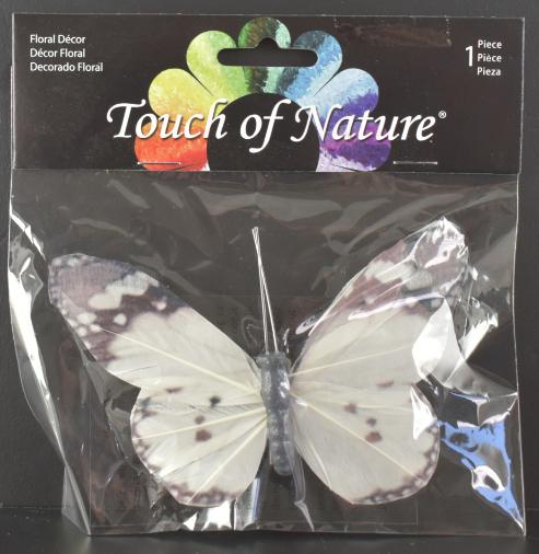 5'' Grey & Cream Natural Butterfly on Clip