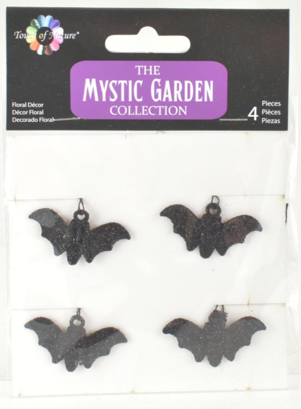 1 3/8'' Black Bat Ornament Miniature 4 pc
