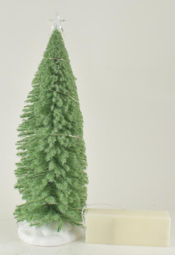 10'' LED Green Fuzzy Bottle Brush Tree