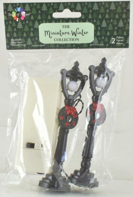 4.5'' LED Black LAMP Post with Wreath 2 pc