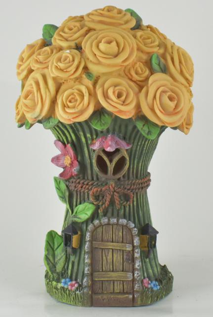 9'' Resin Solar Bouquet of FLOWERS House