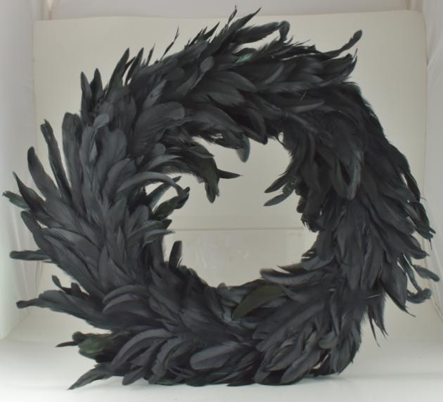 19'' Black Cocktail Feather Wreath