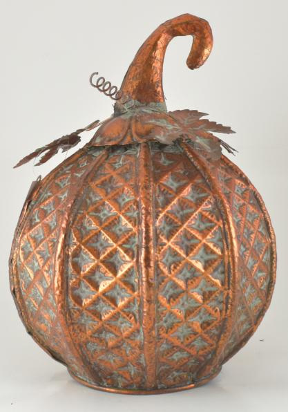 12'' Small Metal Orange Textured Pumpkin Decor