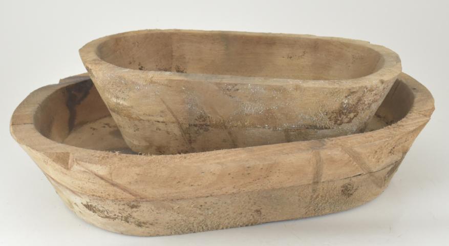 Wooden Bowl Set of 2 One Small 9.5'' One Medium 12.5''