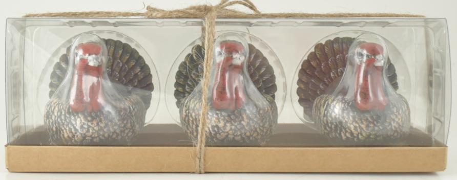 Wax Turkey CANDLEs in Gift Box Set of 3