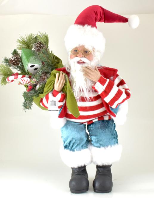 21'' Jolly Santa Figure with BAG of Gifts