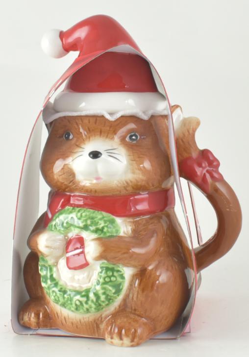 Squirrel with Wreath Mug with Santa HAT Lid PP $7.97