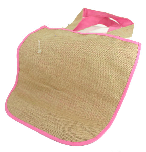 Burlap / Pink Bag with HANDLE