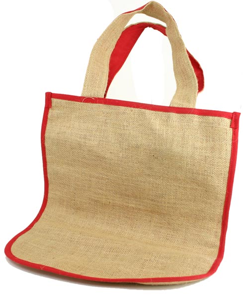 Burlap Bag Red Trim / HANDLEs