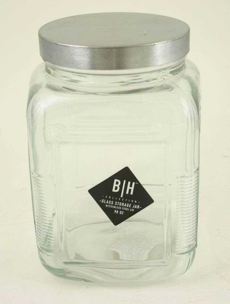 Glass Storage JAR with Stainless Lid 98 Oz.