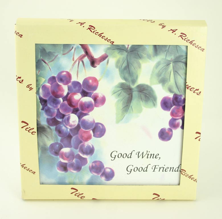 A. RichescA Good Wine Good Friends TILE Trivet