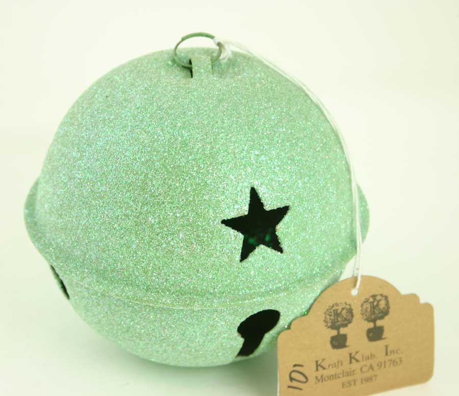 Green Metal Glitter Jingle Bell 5.5''
