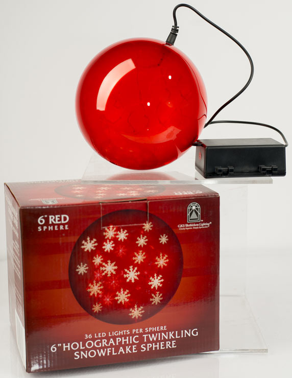 Red 6'' Holographic Twinkling Sphere with Snowflakes