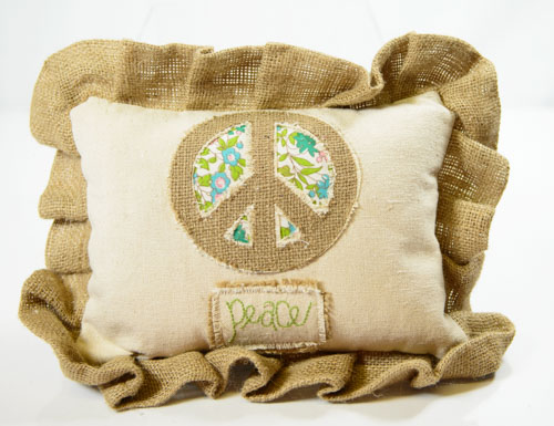 Peace SIGN Pillow 9'' x 12''