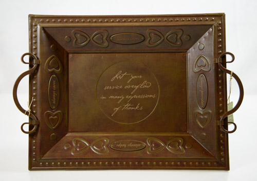 The Heart of A Shepherd Metal Tray with Verse 15'' x 12''