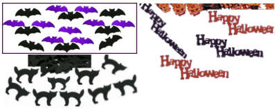 Metallic Purple & Black Bats, Happy HALLOWEEN, Black Cat Confetti
