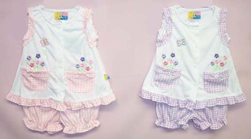 2Pc Embroidered  SHORT Sets  - For Girls - N/Borns  ( # 60418G)