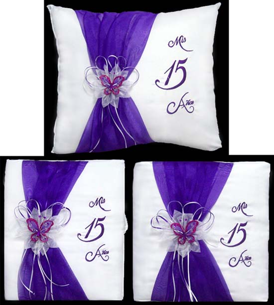 ''Quincenera'' 3Pc Matching Set - Butterfly - Purple Color