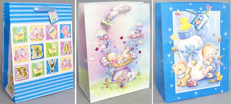 Designer Style Gift Bags With Pop Outs Appl- Baby Shower (Medium)