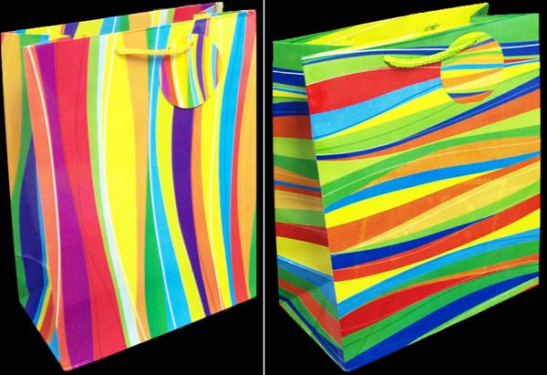 Gift BAGS - Any Occasion ...... Bright Color Stripes - Large Size