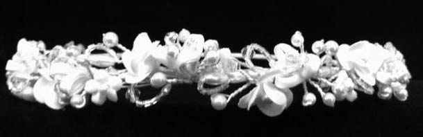 White  HEADBAND With Pearls  ( # HC352)