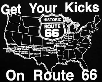 ''Route 66''  Get Your Kicks On Route 66 US Screen Printed T-SHIRTS