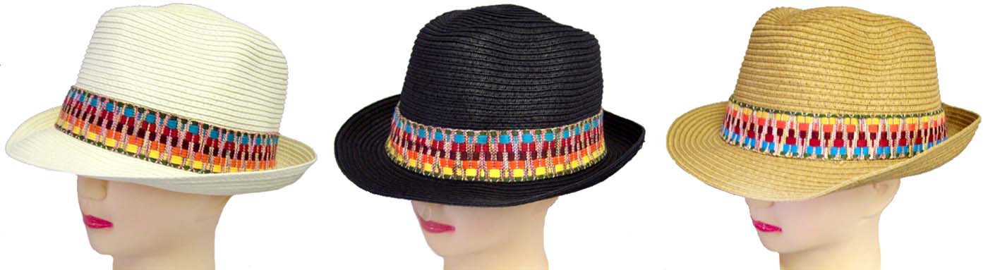 Fedora HATs For Adults - Synthetic  STRAW HATs