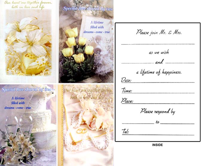 WEDDING Invitations  - Assorted Designs - English