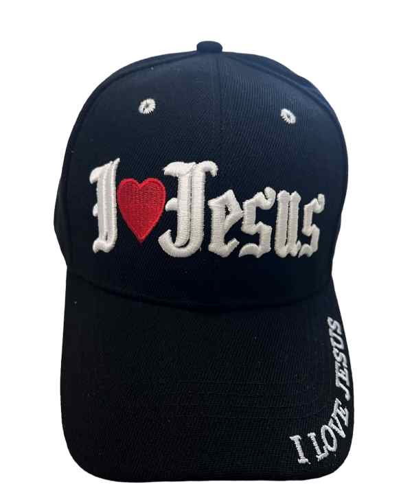 I Love Jesus BASEBALL Cap Embroidered Black Color