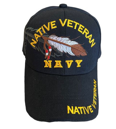 Native Veteran  Native Pride  Baseball CAP - Black Color - Navy