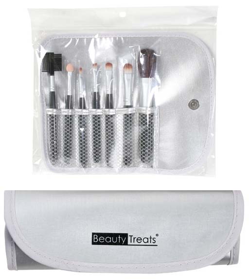 ''Beauty Treats'' 7 PIECE Make Up Brush Set - Silver