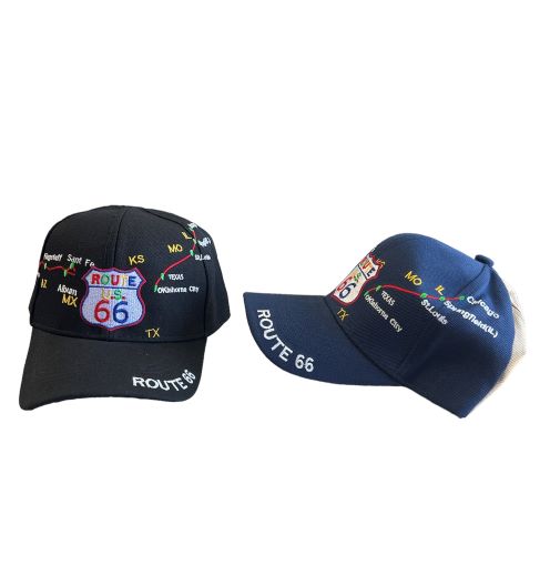 Hwy Map Route 66 BASEBALL Caps - Assorted Colors