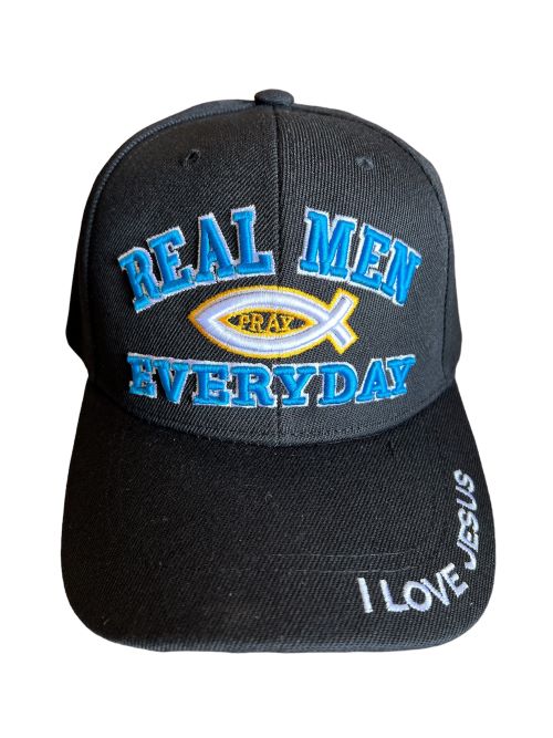 Real Men Pray Every Day Christian Baseball Cap Black Color