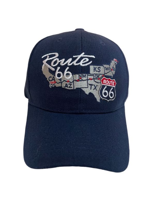 Route 66 Embroidered Baseball CAP - Navy Color