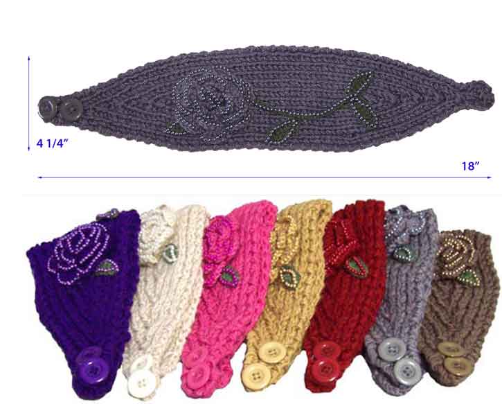 Knitted Head Bands - Ear Warmers For Women/Teenagers-Jewelled