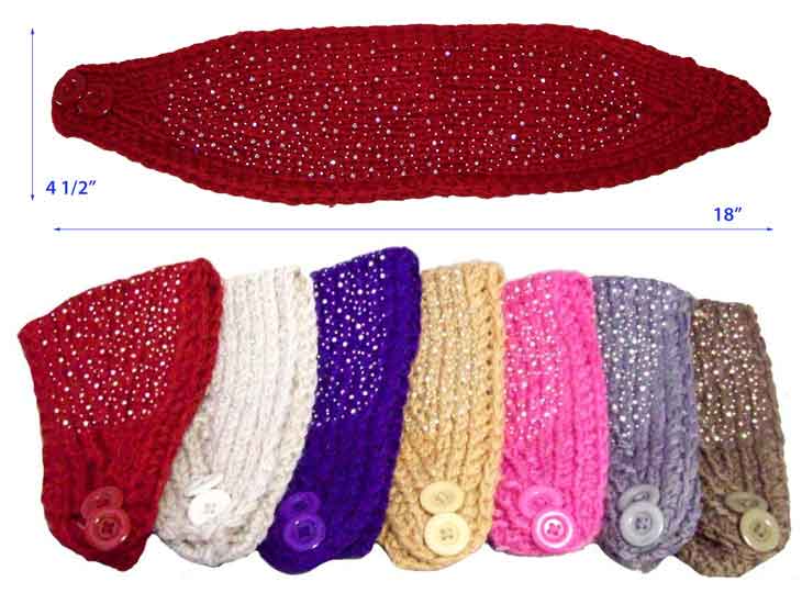 Knitted Head Bands - Ear Warmers For Women/Teenagers - Jewelled