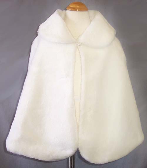 Faux Fur Capes   For Girls - White Color  ( # 9409W)